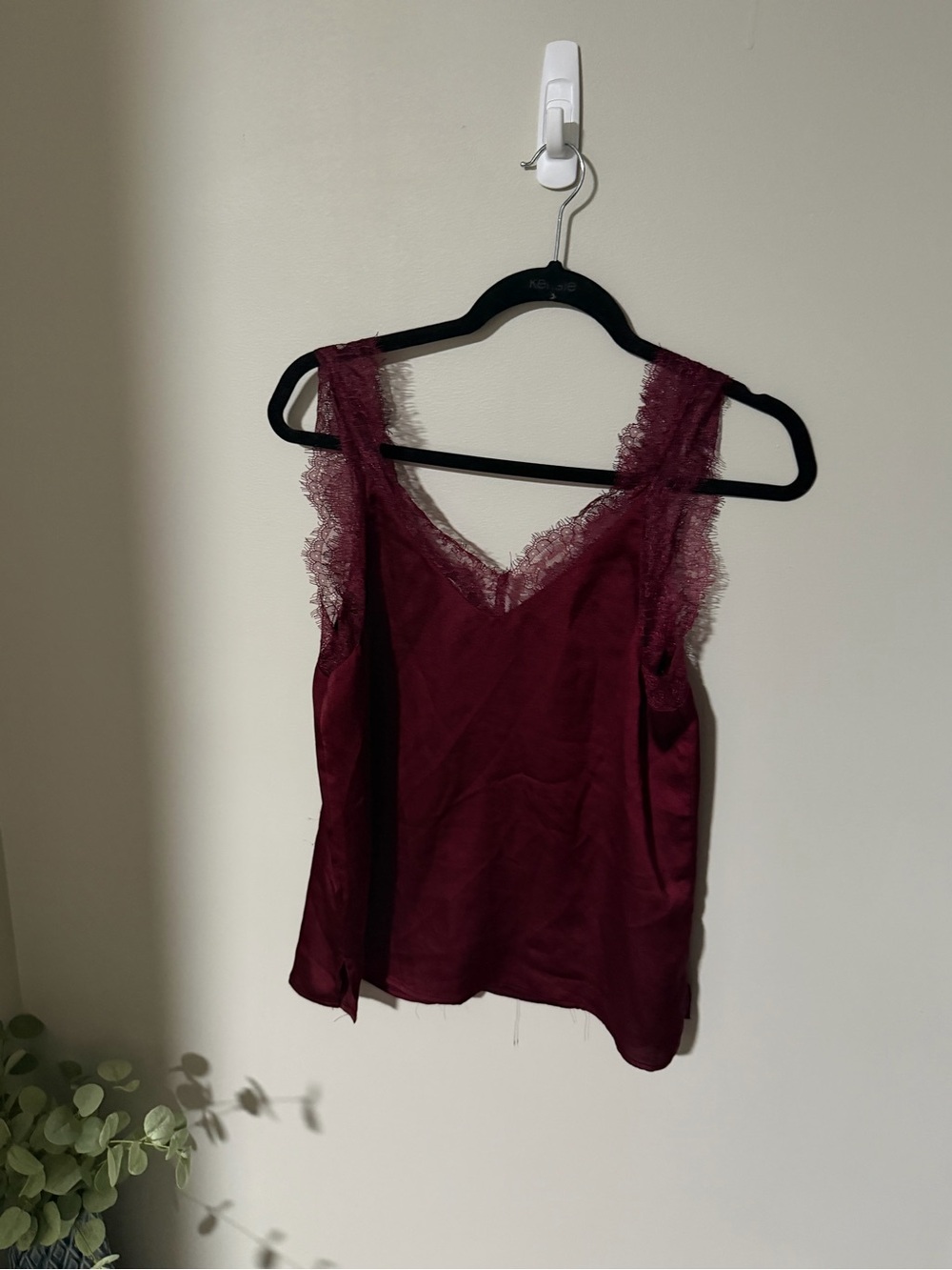 Lulus Burgundy Lace Trim Satin Tank Top